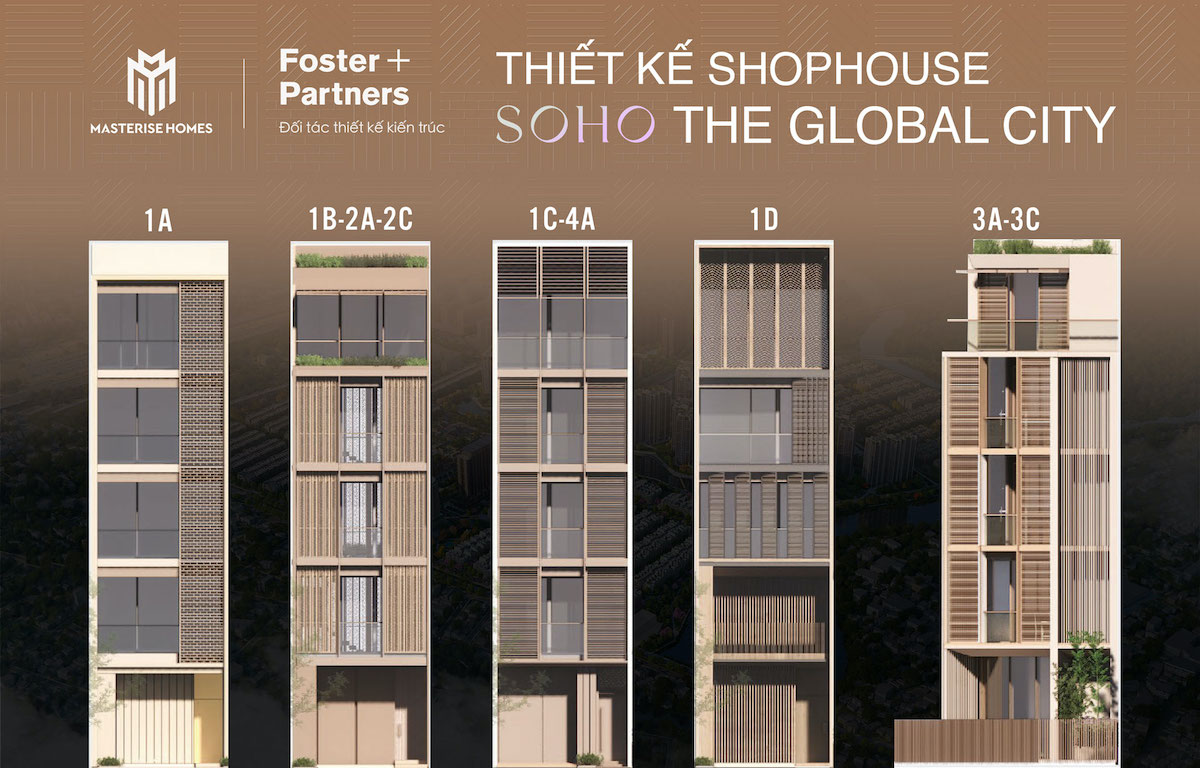 Thiết kế mặt trước Shophouse Soho The Global City